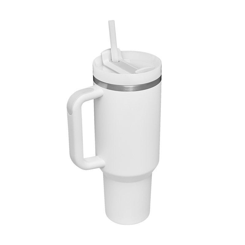 40oz Insulated Tumbler with Handle & Straw – Spill Proof
