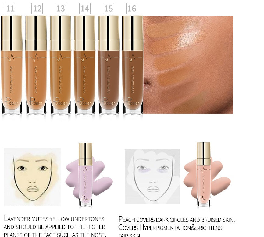 PUDAIER Liquid Concealer – Full Coverage Foundation & Highlighter, 22 Shades