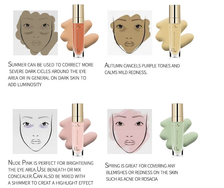PUDAIER Liquid Concealer – Full Coverage Foundation & Highlighter, 22 Shades