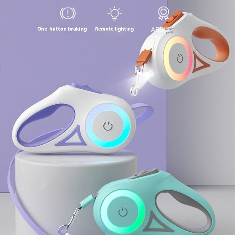 Dog Leash Retractable Leash And Dog Collar Spotlight Automatic Pet Dog Cat Traction Rope For Small Medium Dogs Pet Product