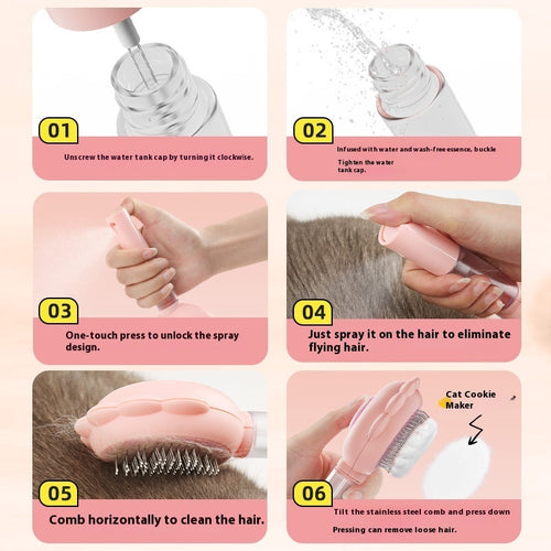 2-in-1 Self Cleaning Pet Grooming Brush with Spray