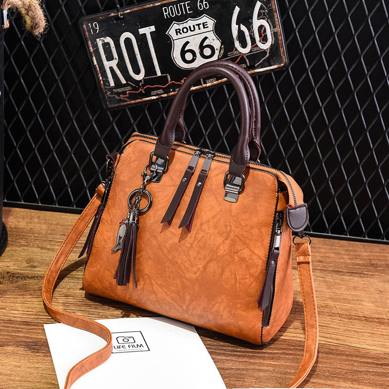Vintage Tassel Tote Bag – Women's PU Leather Handbag