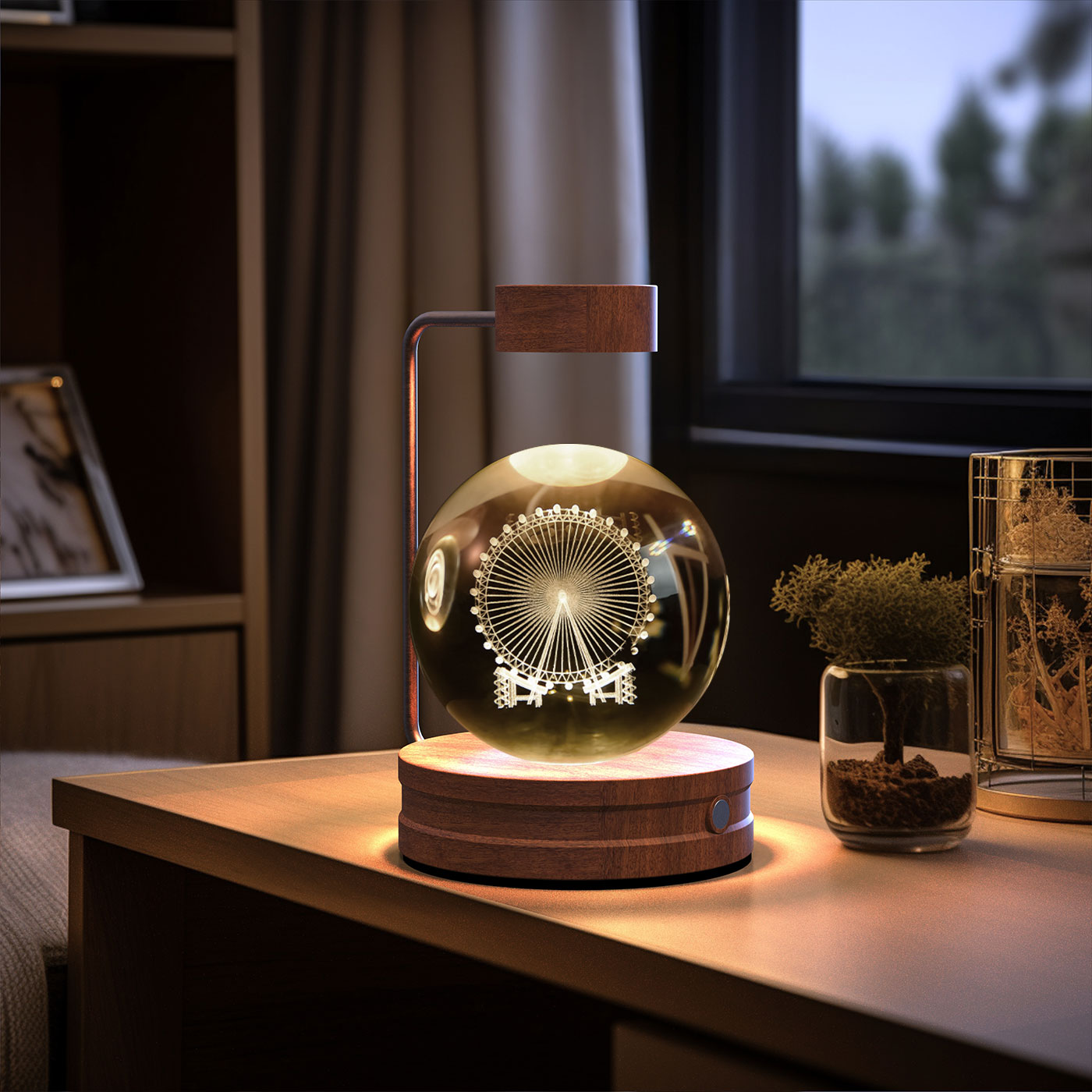 Cosmic Dinosaur Night Light – LED Crystal Ball Bedside Lamp