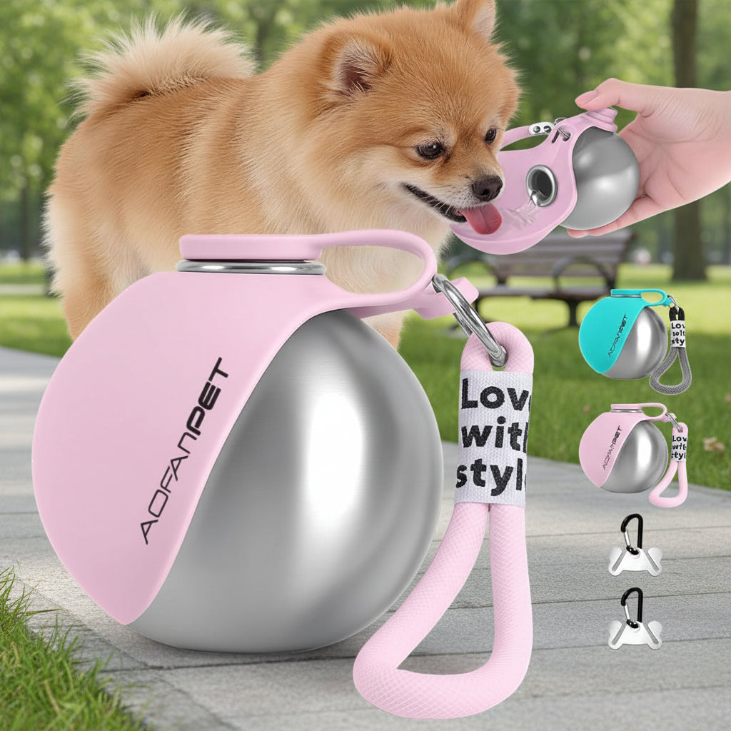 Portable Dog Water Bottle with Bowl & Waste Bag Dispenser | Travel Essential