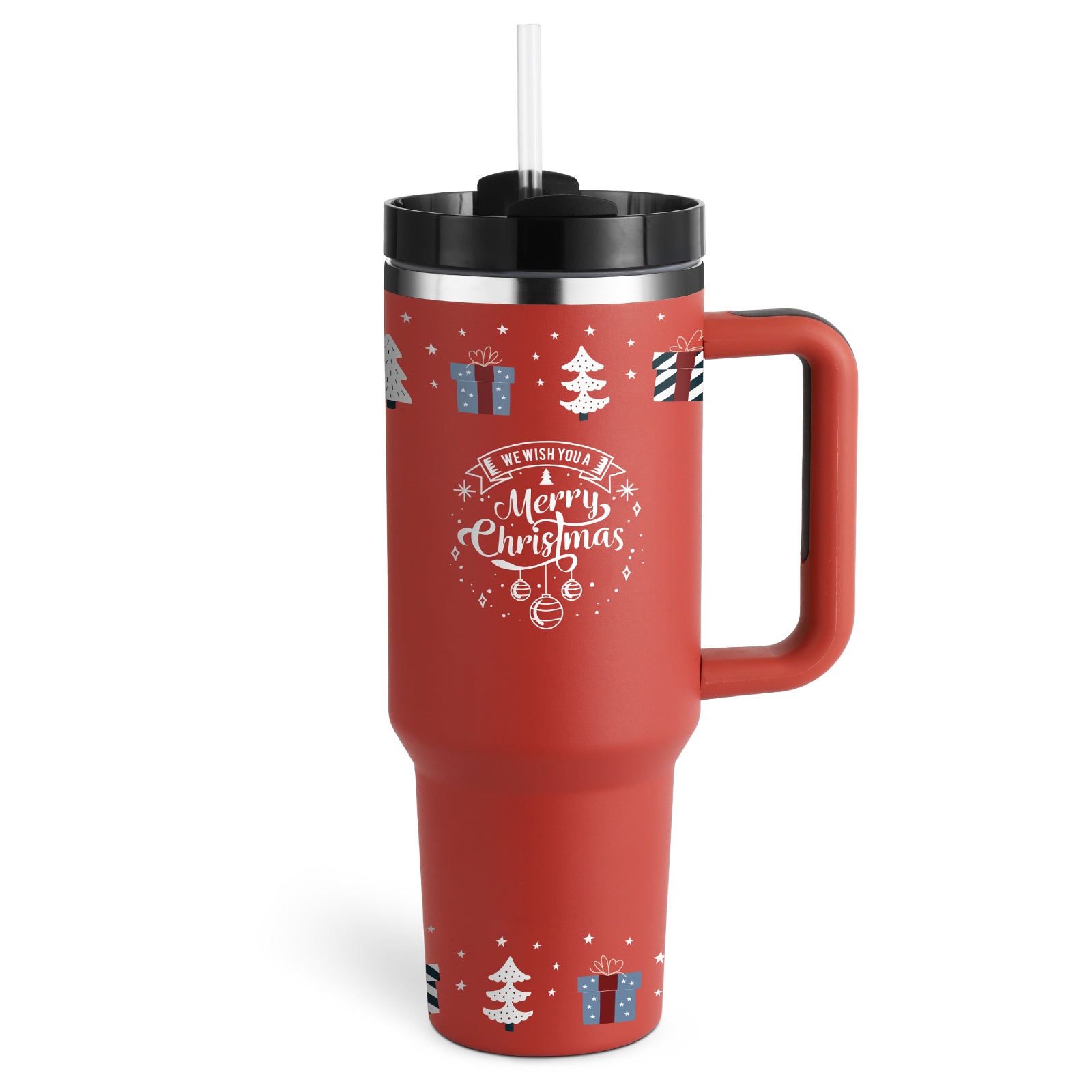 40oz Insulated Tumbler with Handle & Straw – Spill Proof