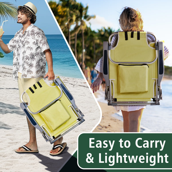 63x65x82cm, Yellow, Aluminium Beach Chair, Oxford Cloth, Silvery-white Aluminium Tube