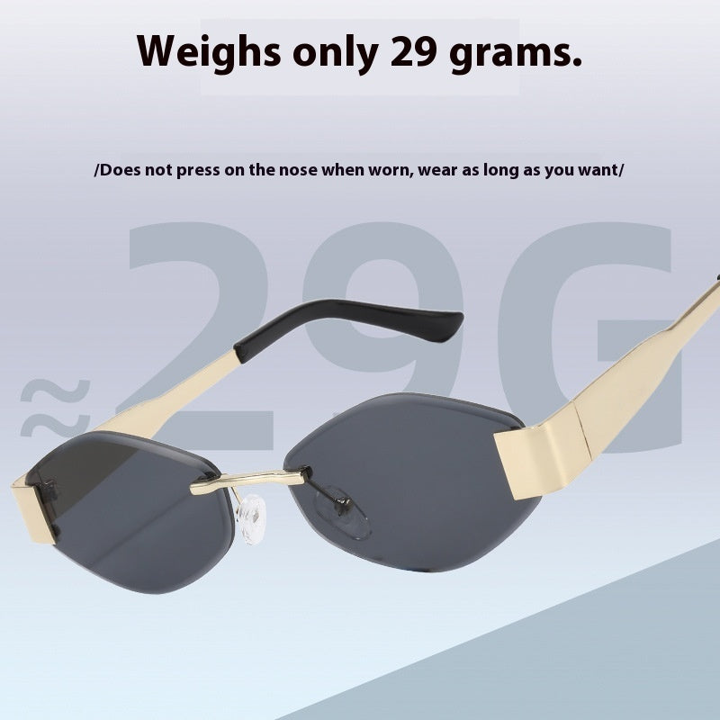 Polygon Rimless Sunglasses – UV-Resistant Elegant Shades