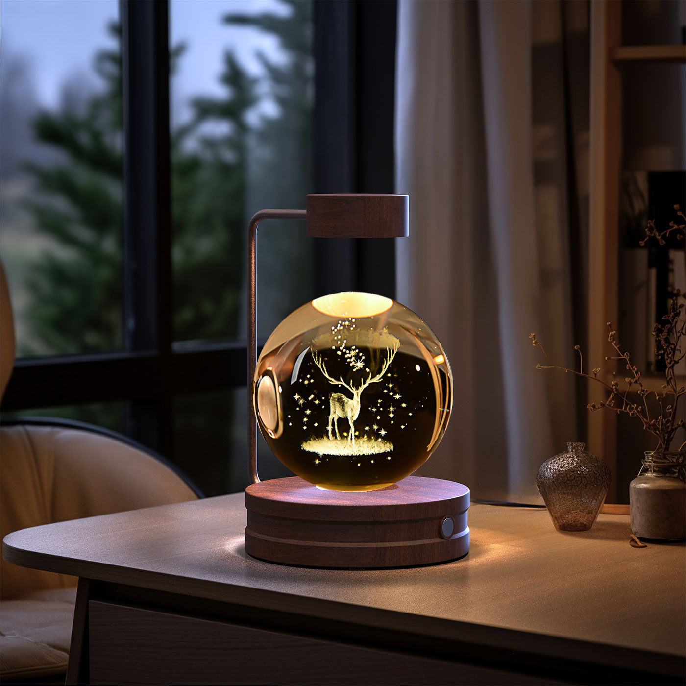 Cosmic Dinosaur Night Light – LED Crystal Ball Bedside Lamp