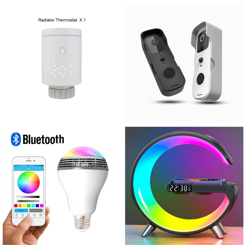 G Shaped LED Lamp with Bluetooth Speaker & Wireless Charger