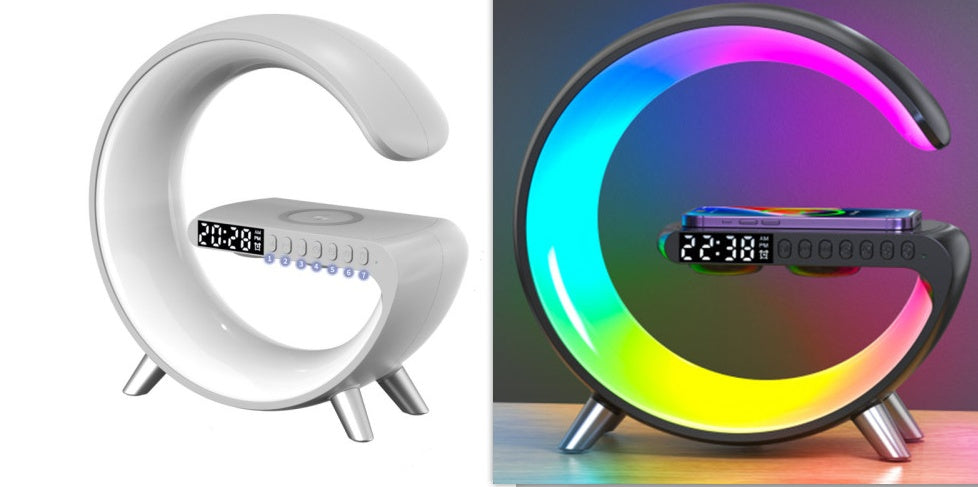 G Shaped LED Lamp with Bluetooth Speaker & Wireless Charger