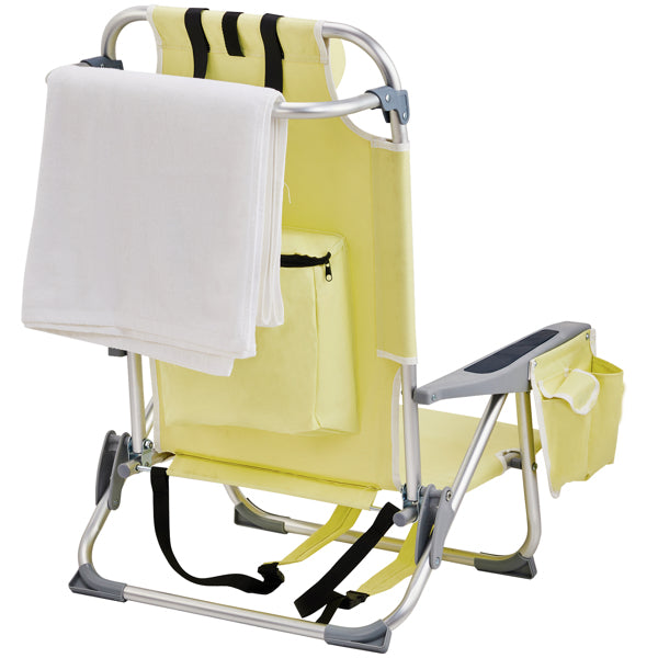 63x65x82cm, Yellow, Aluminium Beach Chair, Oxford Cloth, Silvery-white Aluminium Tube