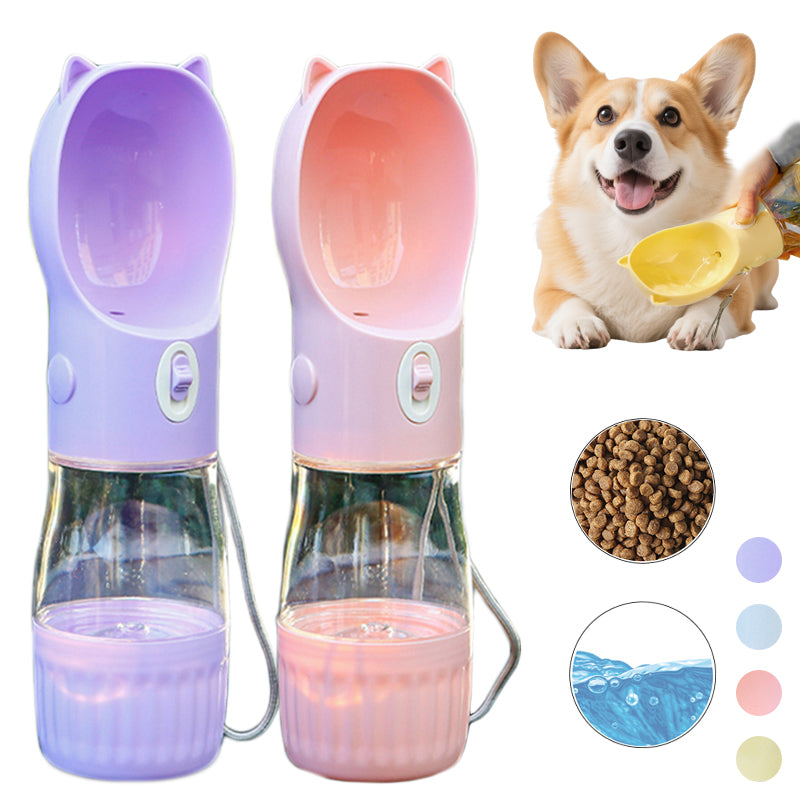 2 In 1 For Small Big Dogs Cat Outdoor Leak-proof Puppy Drinking Bowl With Food Container Pets Feeder Pet Products