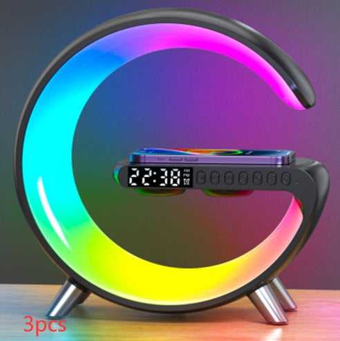 G Shaped LED Lamp with Bluetooth Speaker & Wireless Charger