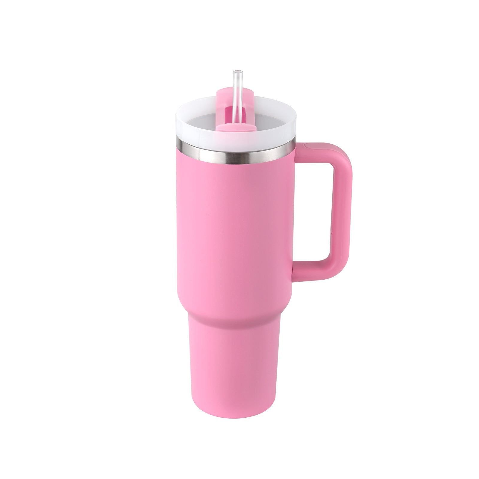 40oz Insulated Tumbler with Handle & Straw – Spill Proof