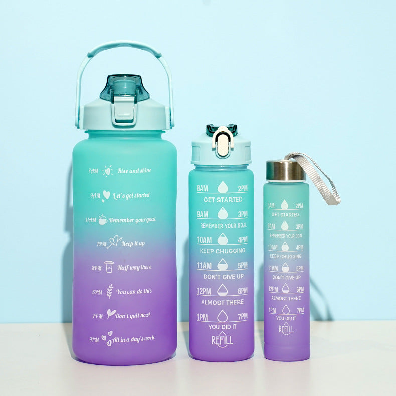 Gradient Three-piece Cup Large Capacity Sports Cold Water Bottle