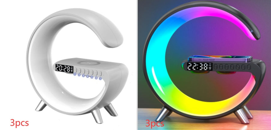 G Shaped LED Lamp with Bluetooth Speaker & Wireless Charger
