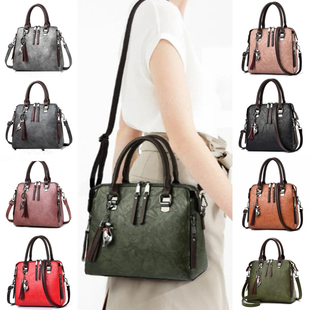 Vintage Tassel Tote Bag – Women's PU Leather Handbag