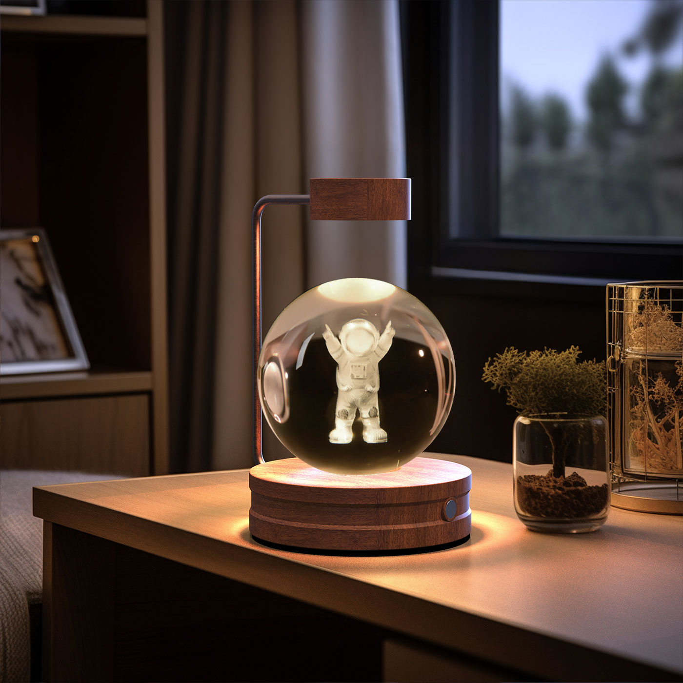 Cosmic Dinosaur Night Light – LED Crystal Ball Bedside Lamp