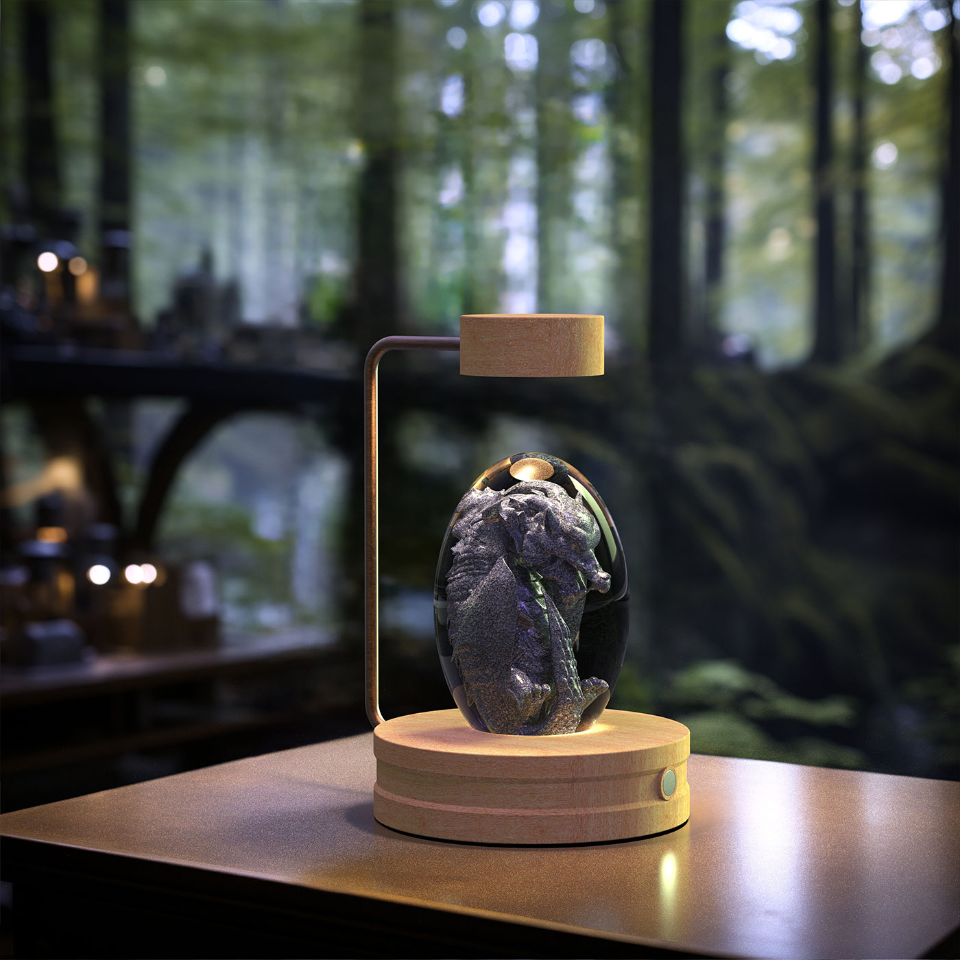 Cosmic Dinosaur Night Light – LED Crystal Ball Bedside Lamp