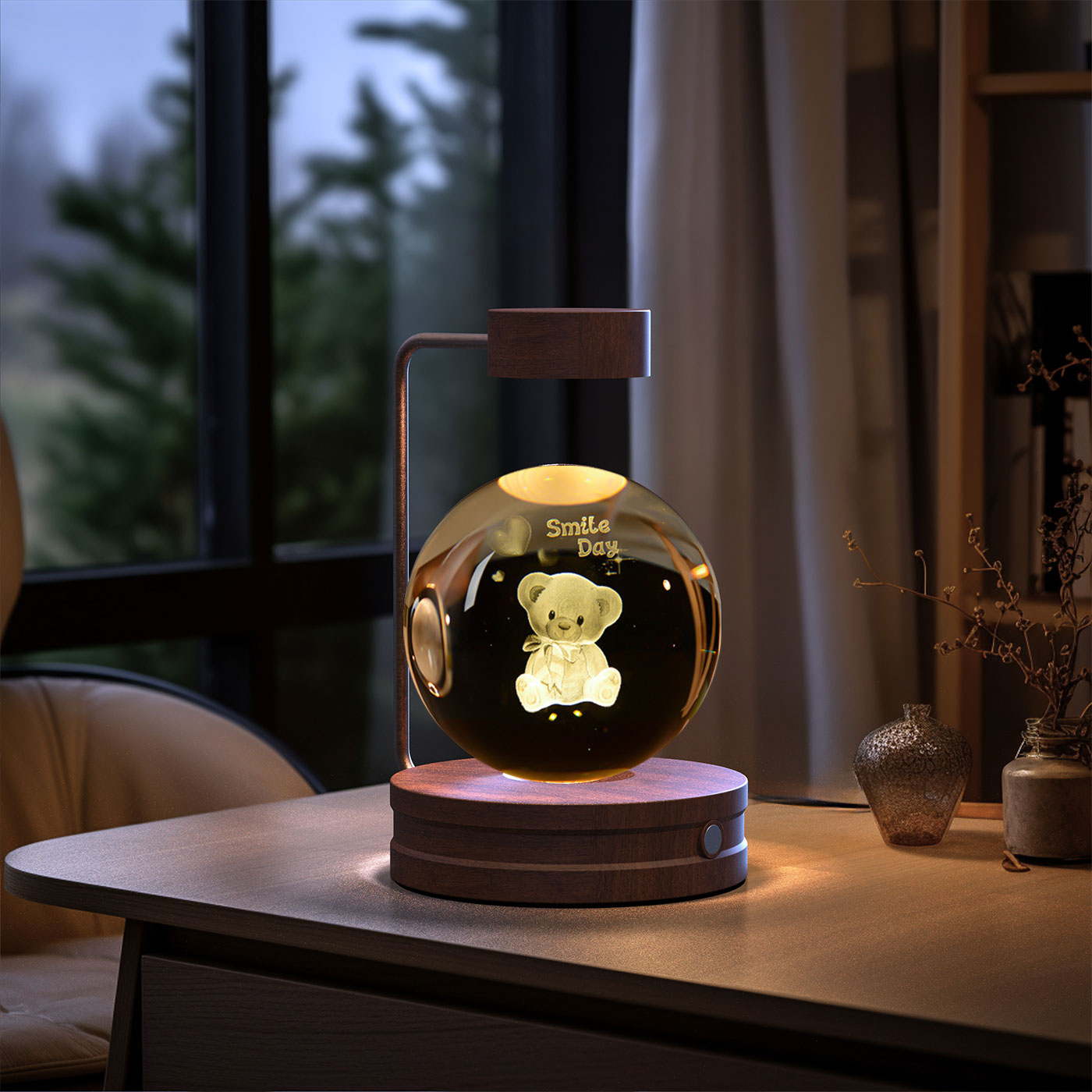 Cosmic Dinosaur Night Light – LED Crystal Ball Bedside Lamp
