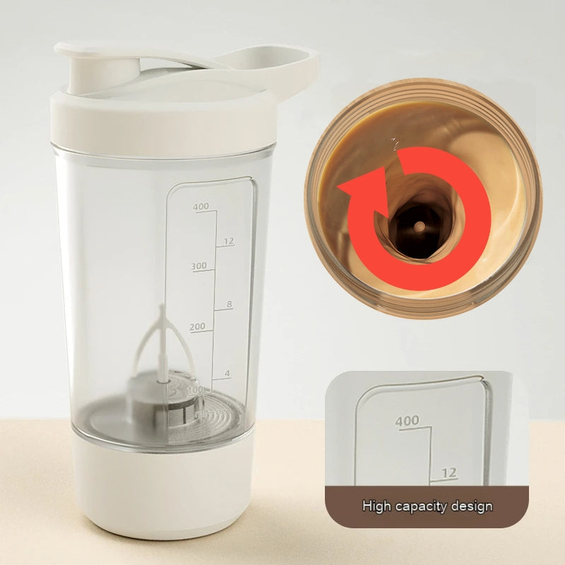 Electric Protein Shaker Bottle – 400ml Auto-Mixing Cup