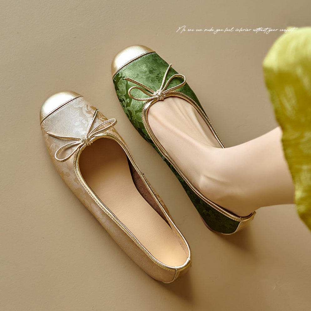 Women's Bow Ballet Flats – Soft Sole Large Size Shoes