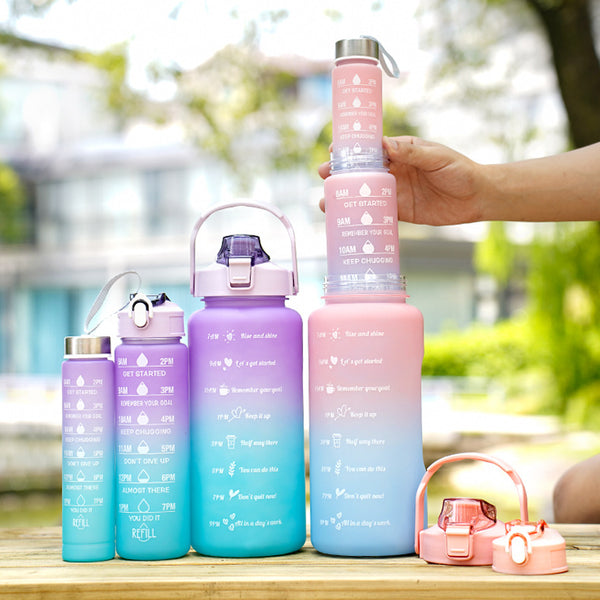 Gradient Three-piece Cup Large Capacity Sports Cold Water Bottle