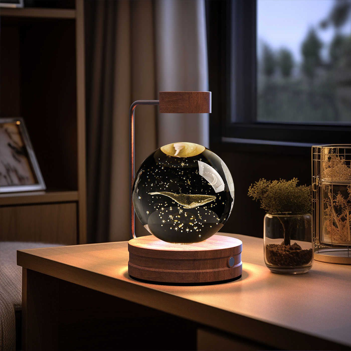 Cosmic Dinosaur Night Light – LED Crystal Ball Bedside Lamp