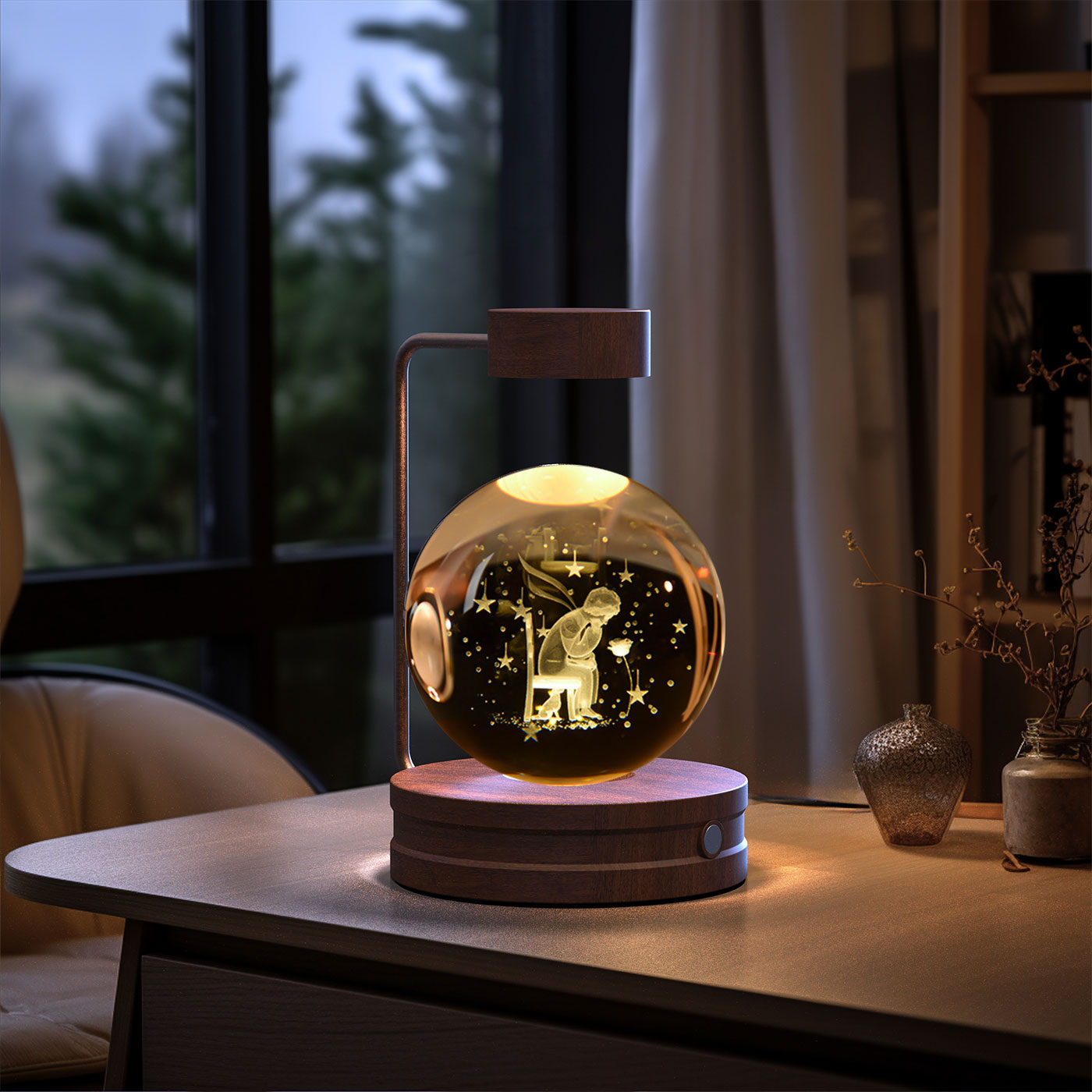 Cosmic Dinosaur Night Light – LED Crystal Ball Bedside Lamp