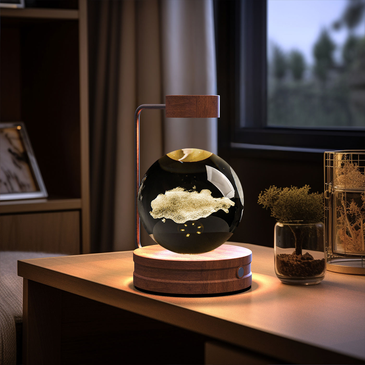 Cosmic Dinosaur Night Light – LED Crystal Ball Bedside Lamp