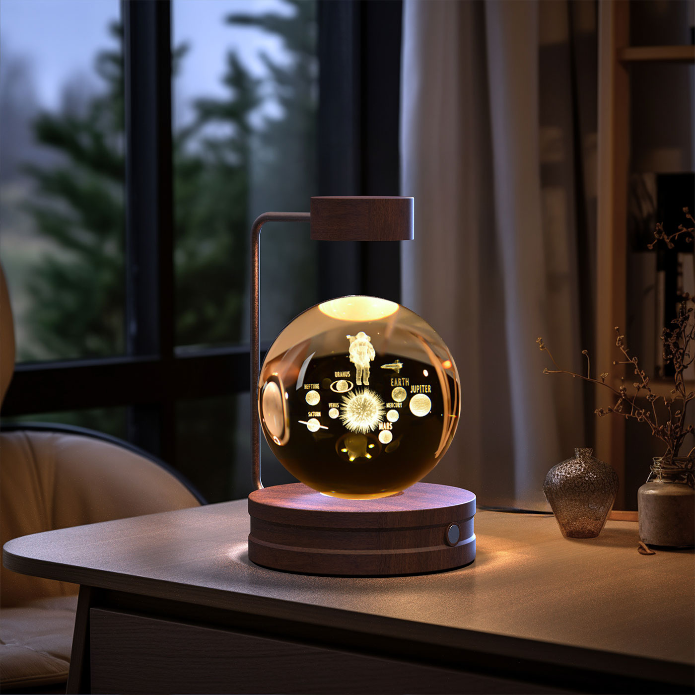 Cosmic Dinosaur Night Light – LED Crystal Ball Bedside Lamp
