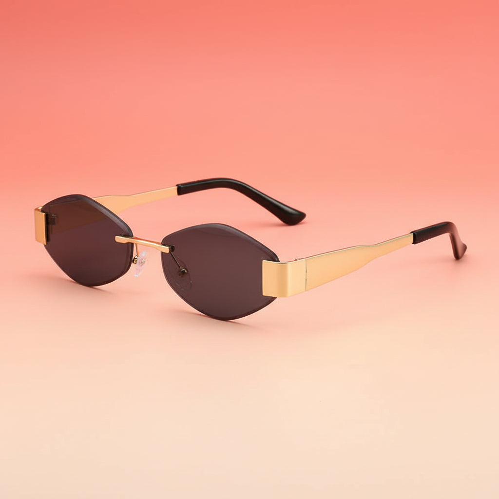 Polygon Rimless Sunglasses – UV-Resistant Elegant Shades
