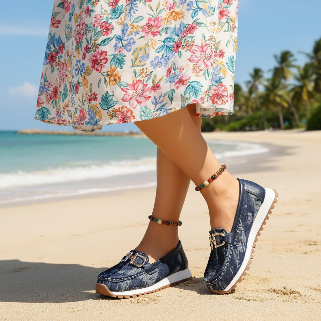 Plus Size Chunky Sole Shoes – Metal Buckle Casual