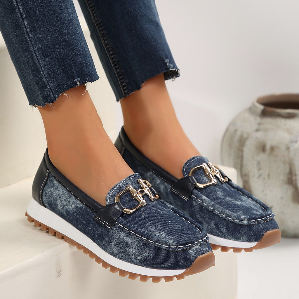 Plus Size Chunky Sole Shoes – Metal Buckle Casual