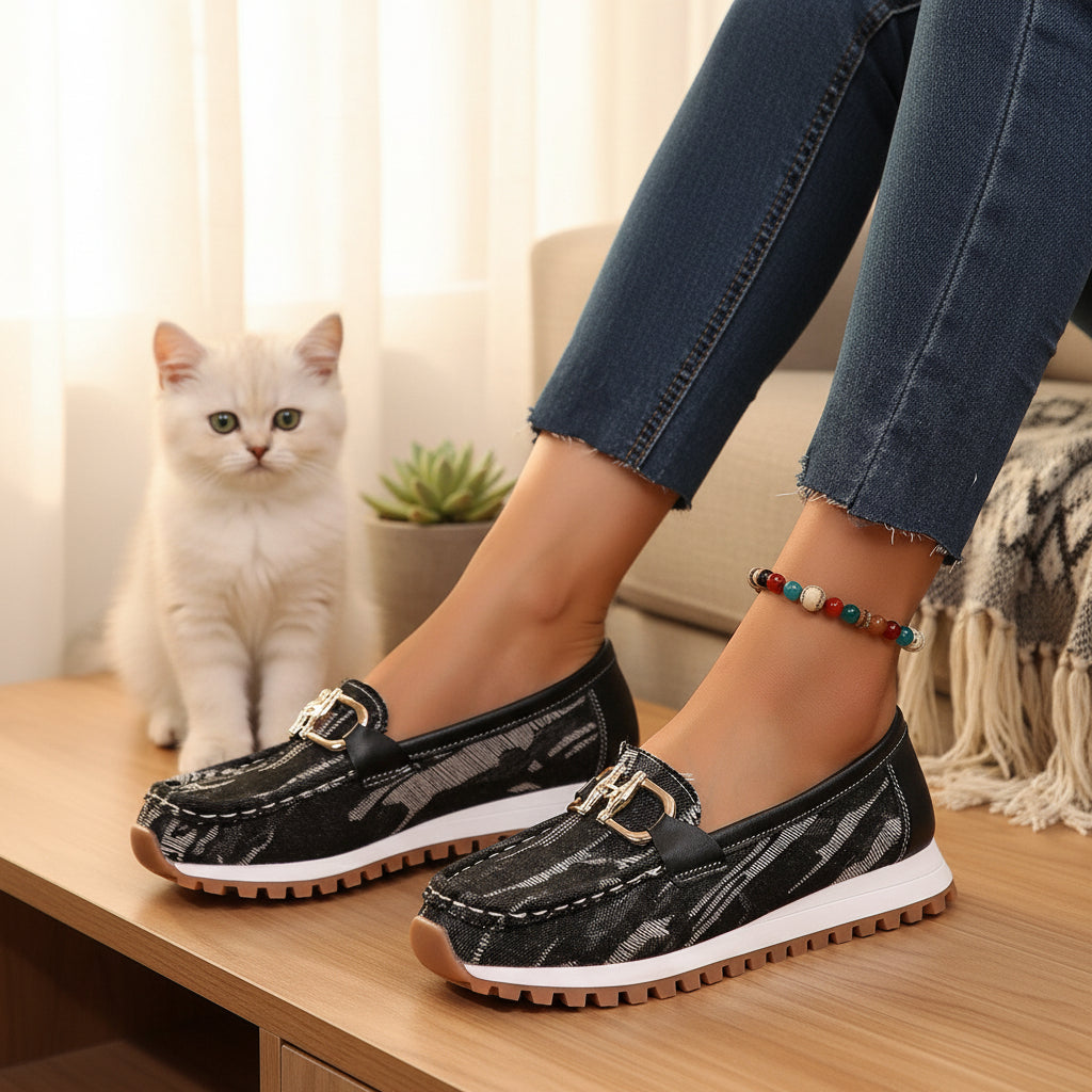 Plus Size Chunky Sole Shoes – Metal Buckle Casual