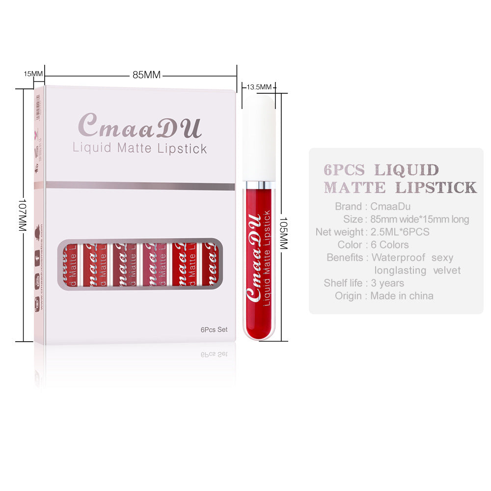 Matte Waterproof Long-Lasting Lipstick – Set of 6