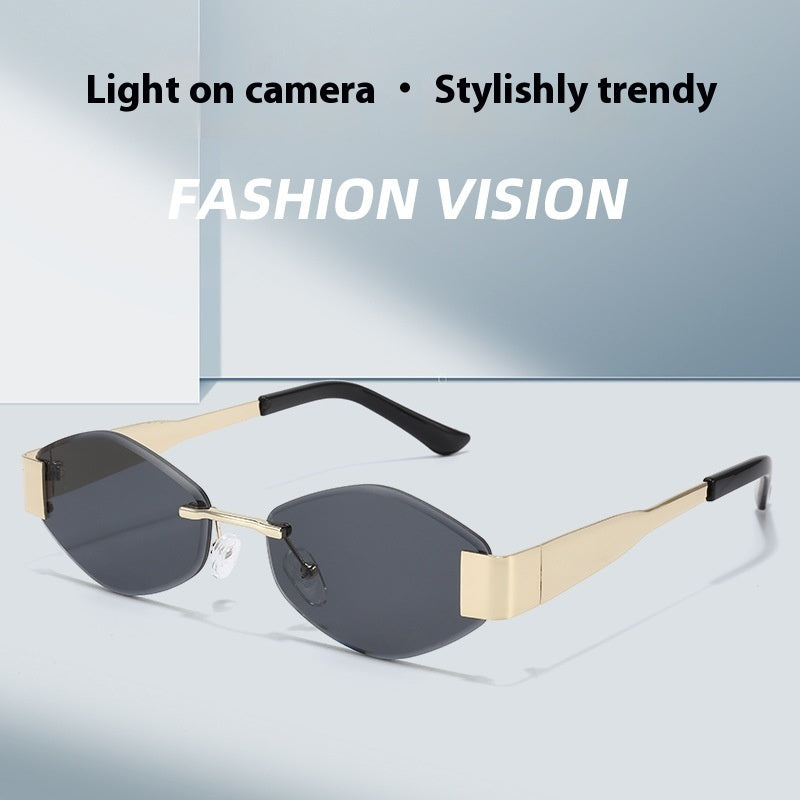 Polygon Rimless Sunglasses – UV-Resistant Elegant Shades