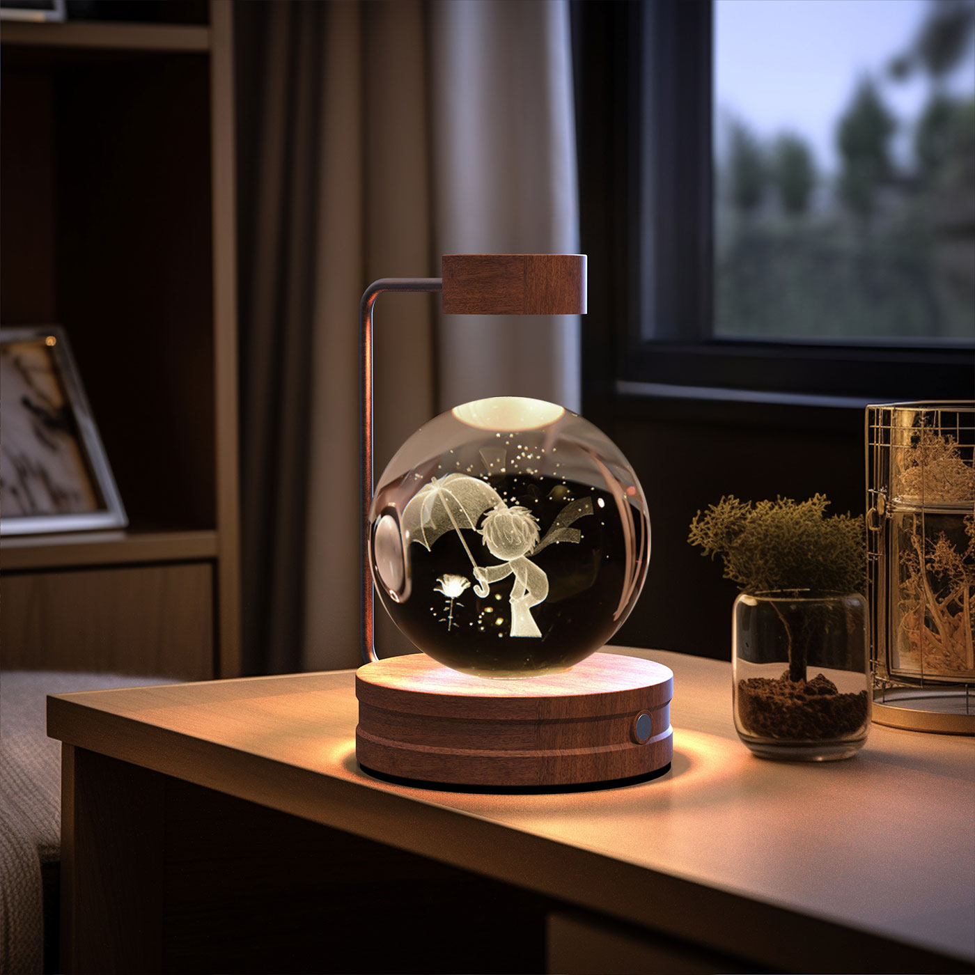 Cosmic Dinosaur Night Light – LED Crystal Ball Bedside Lamp