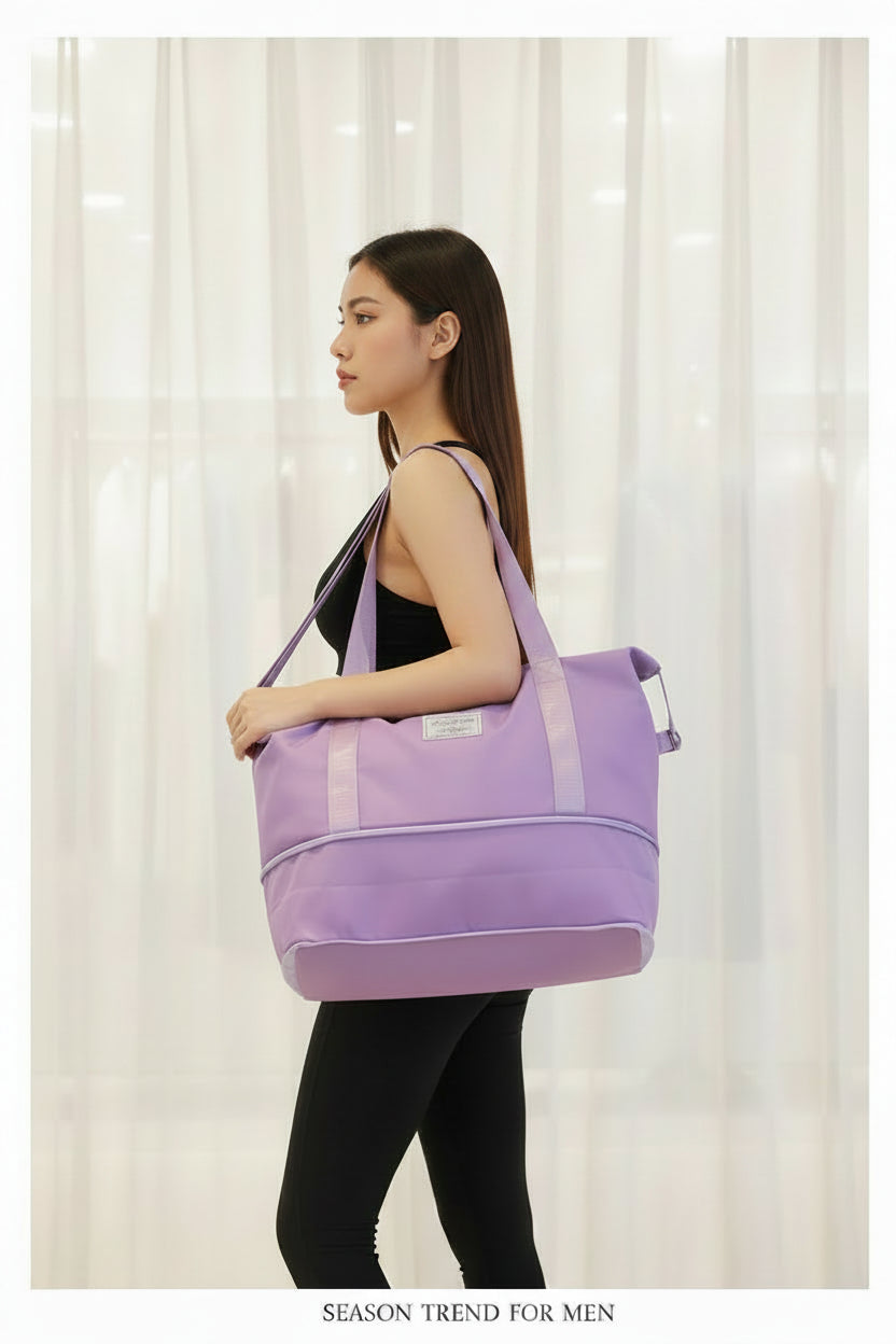 Women's Gym Bag – Large Waterproof Duffel with Shoe Compartment & Wet Pocket