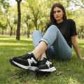 Womens Chunky-Soled Sneakers Lace-up Casual Shoes