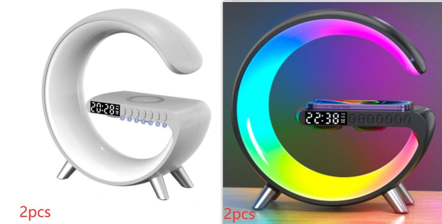 G Shaped LED Lamp with Bluetooth Speaker & Wireless Charger