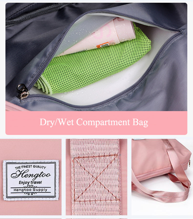 Women's Gym Bag – Large Waterproof Duffel with Shoe Compartment & Wet Pocket