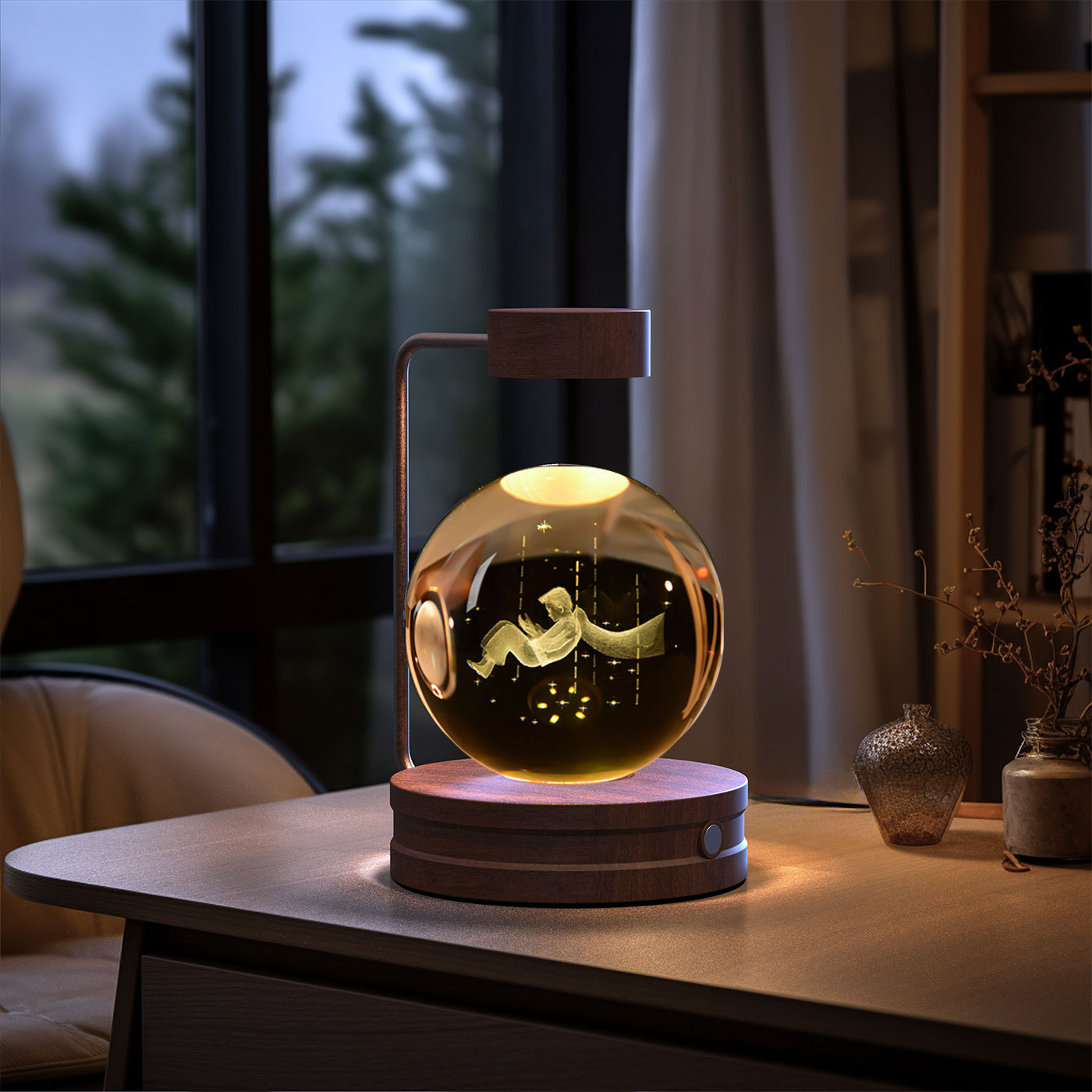 Cosmic Dinosaur Night Light – LED Crystal Ball Bedside Lamp