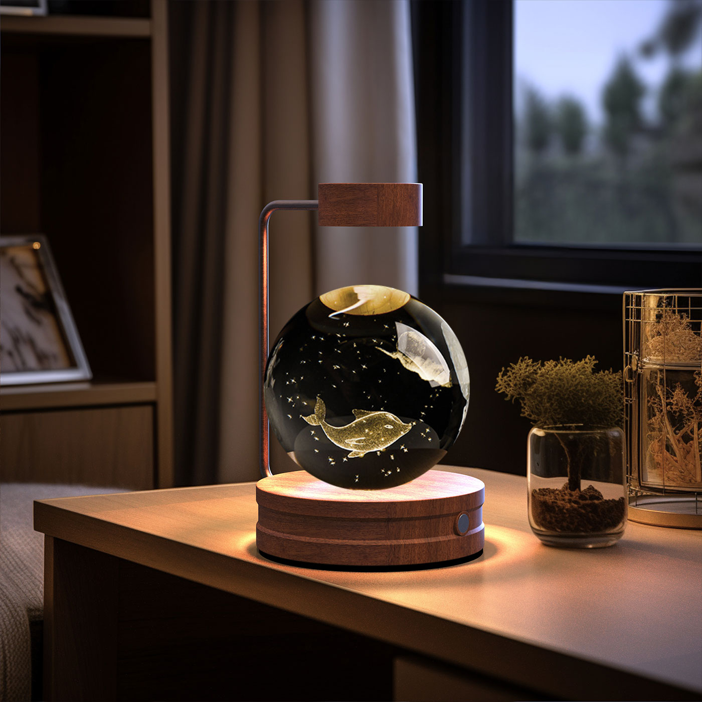 Cosmic Dinosaur Night Light – LED Crystal Ball Bedside Lamp