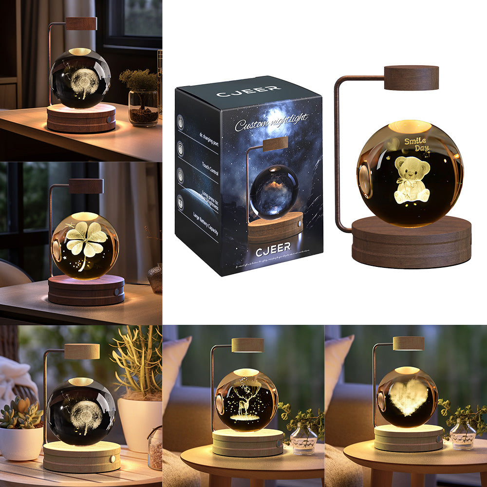 Cosmic Dinosaur Night Light – LED Crystal Ball Bedside Lamp