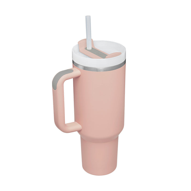 40oz Insulated Tumbler with Handle & Straw – Spill Proof